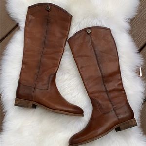 New Frye cognac Melissa button boots 6.5